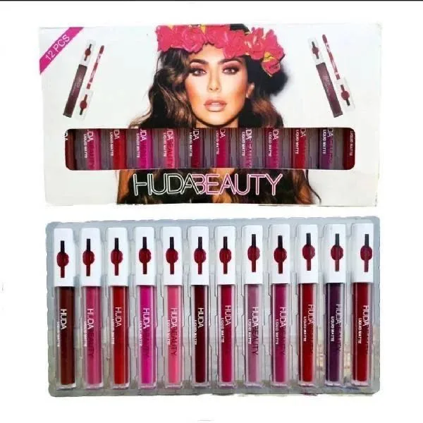 12-pcs Set Huda Beauty Liquid Matte Lip Gloss - Image 2