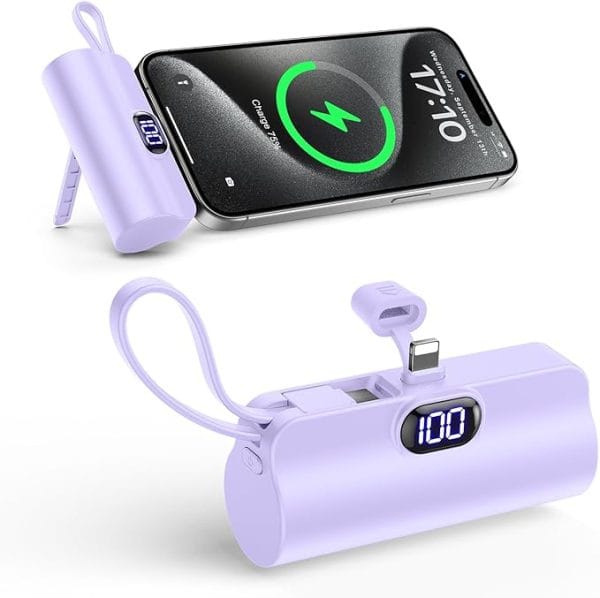 IPhone 16 15 14 13 12 11 10  Smart Power bank capacity 5000mah , + stand,