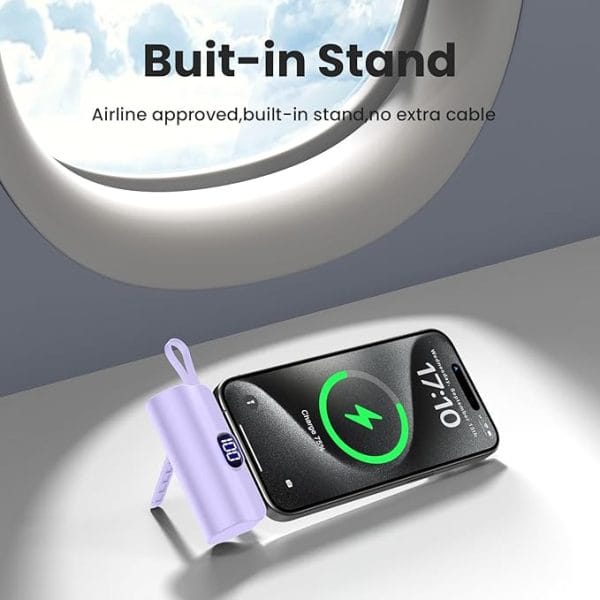 IPhone 16 15 14 13 12 11 10  Smart Power bank capacity 5000mah , + stand, - Image 9