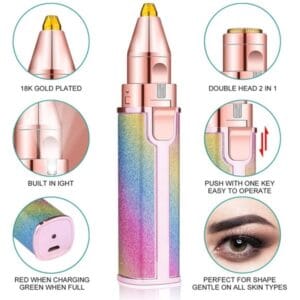2-in-1 Rechargeable Electric Facial Hair Remover – Painless Hair Removal for Face, Lip, Chin, Bikini, with USB Charging & Cleaning Brush