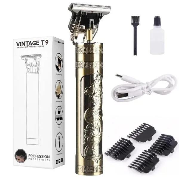 Vintage T9 Professional Hair Trimmer & Clipper for Men – Precision T-Blades, Rechargeable, Quiet Motor, Beard & Head Hair Grooming - Image 5