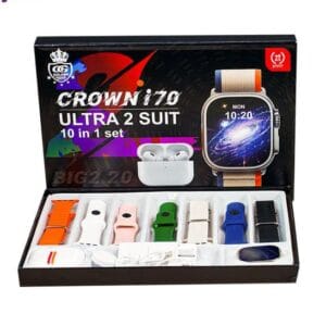 Crown I70 Ultra 2 Suit 10+1 Set Big 2.20 Smart Watch And Airpods