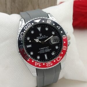 Rolex Oyster Perpetual Two Tone Stylish Watch for Men – Adjustable Silicone Strap, Black, Red, Green, Blue, and Grey Color Options