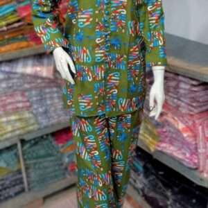 2 Pcs Women’s Stitched Printed Shirt And Trouser