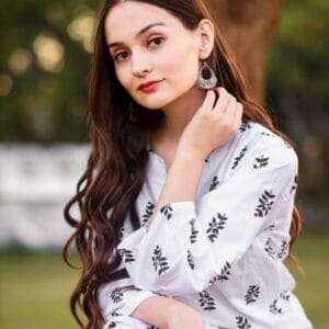 2 Pcs Women’s Stitched Star Print Linen Casual Wear For Girls