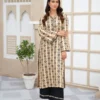 2Pcs Printed Stone Winter Linen Suit for Women - Winter Collection