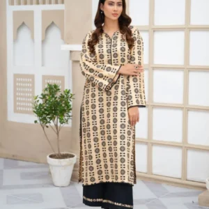 2Pcs Printed Stone Winter Linen Suit for Women - Winter Collection
