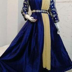 3Pc Embroidered Silk Maxi, Trouser & Dupatta Set for Women
