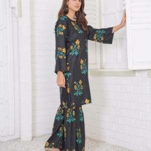 Lilen Block Flower Print 2pc Suit Shararah Style