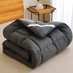 Twin Full Queen King Dark Grey Thin Quilted Mattress Pad with Lacing - Image 3