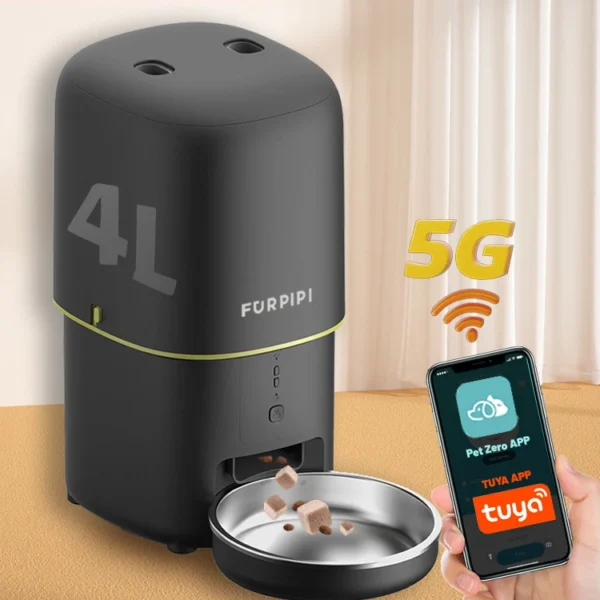 Automatic Cat Feeder 4L Pet Smart 5G WiFi Cat Food Kibble Dispenser Remote Control Auto Feeder For Cat Dog Dry Food Accessories