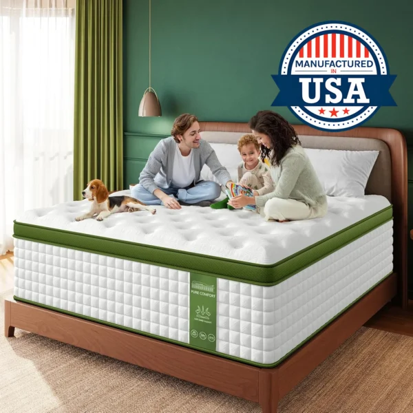 BedStory 14'' Full/King/Queen Size Hybrid Mattress, Gel Memory Foam & Pocket Springs for Pressure Relief, Manufactured in USA