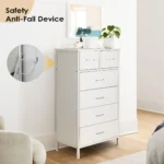 Chest of 6 Drawers, Drawer Dresser storage organizer for Bedroom, Living Room, Storage Cabinet Dresser with Steel Frame, White - Image 6