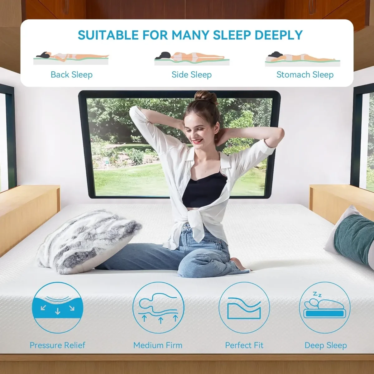 Hcore 8/10 inch Queen Size Mattress, RV Mattress with Tencel Cover,Small Queen/King Size for Camper/Truck/Trailer. - Image 4