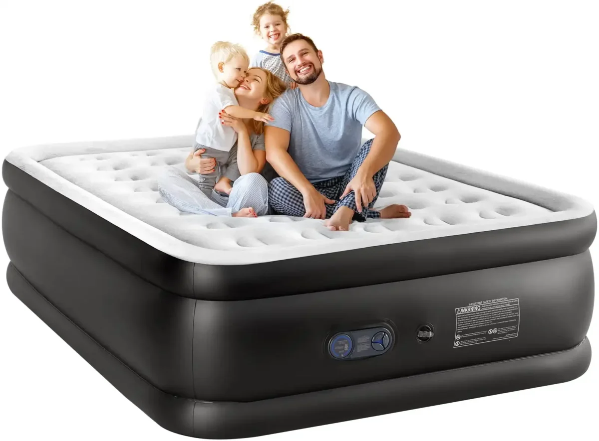 Queen Air Mattress, 18 Inches Adjustable with Built-in High Capacity Pump - Image 1