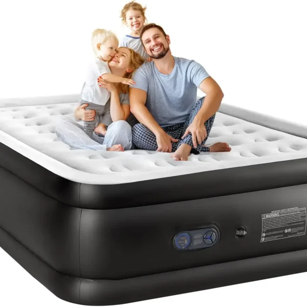 Queen Air Mattress, 18 Inches Adjustable with Built-in High Capacity Pump
