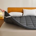 Twin Full Queen King Dark Grey Thin Quilted Mattress Pad with Lacing - Image 2