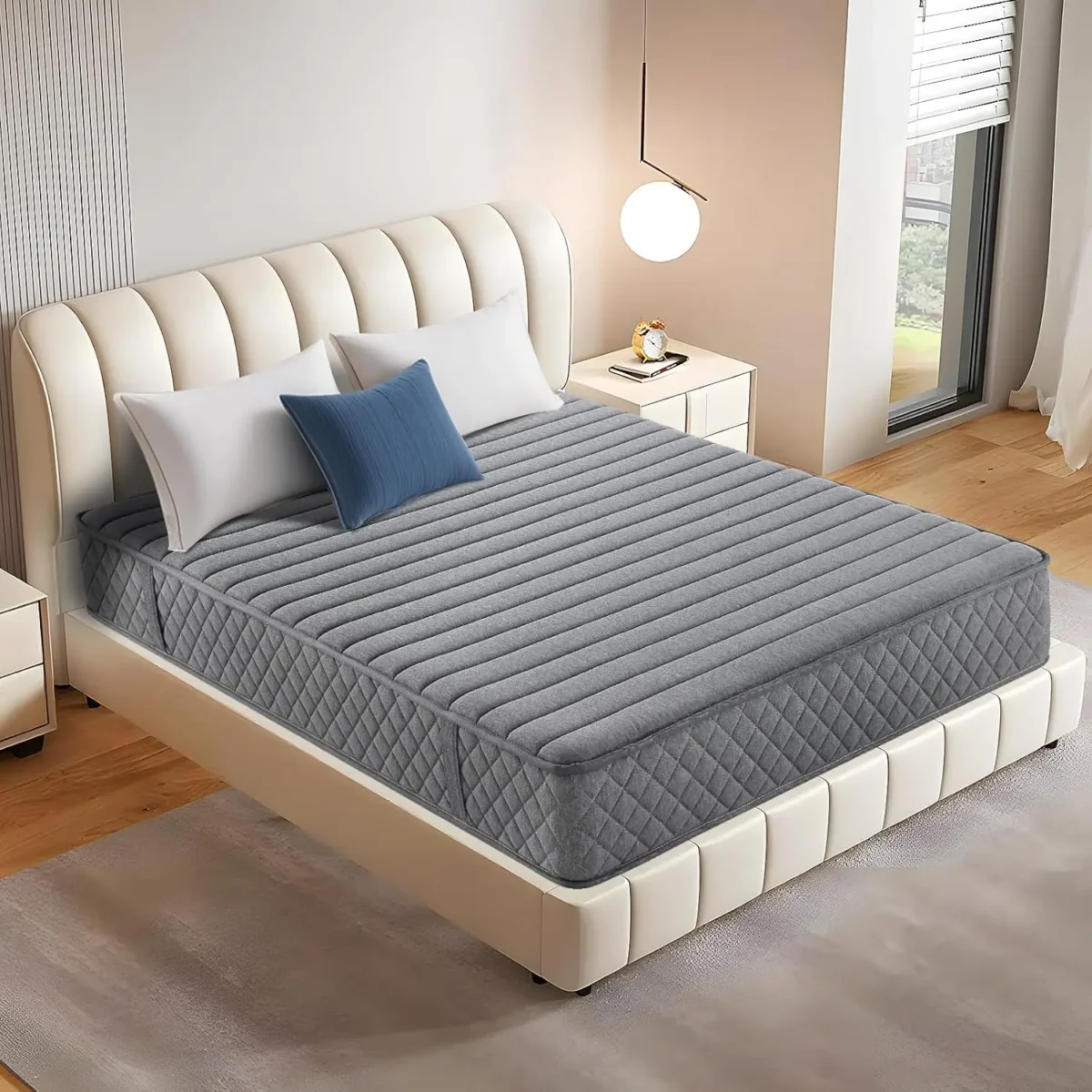 10 Inch Twin Hybrid Memory Foam Mattress Pocket Spring Pressure Relief CertiPUR-US Certified Grey - Image 3