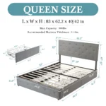HOOMIC Platform Storage Bed Frame with 4 Drawers & Adjustable Headboard, Diamond Stitched Button Tufted Allewie - Image 6