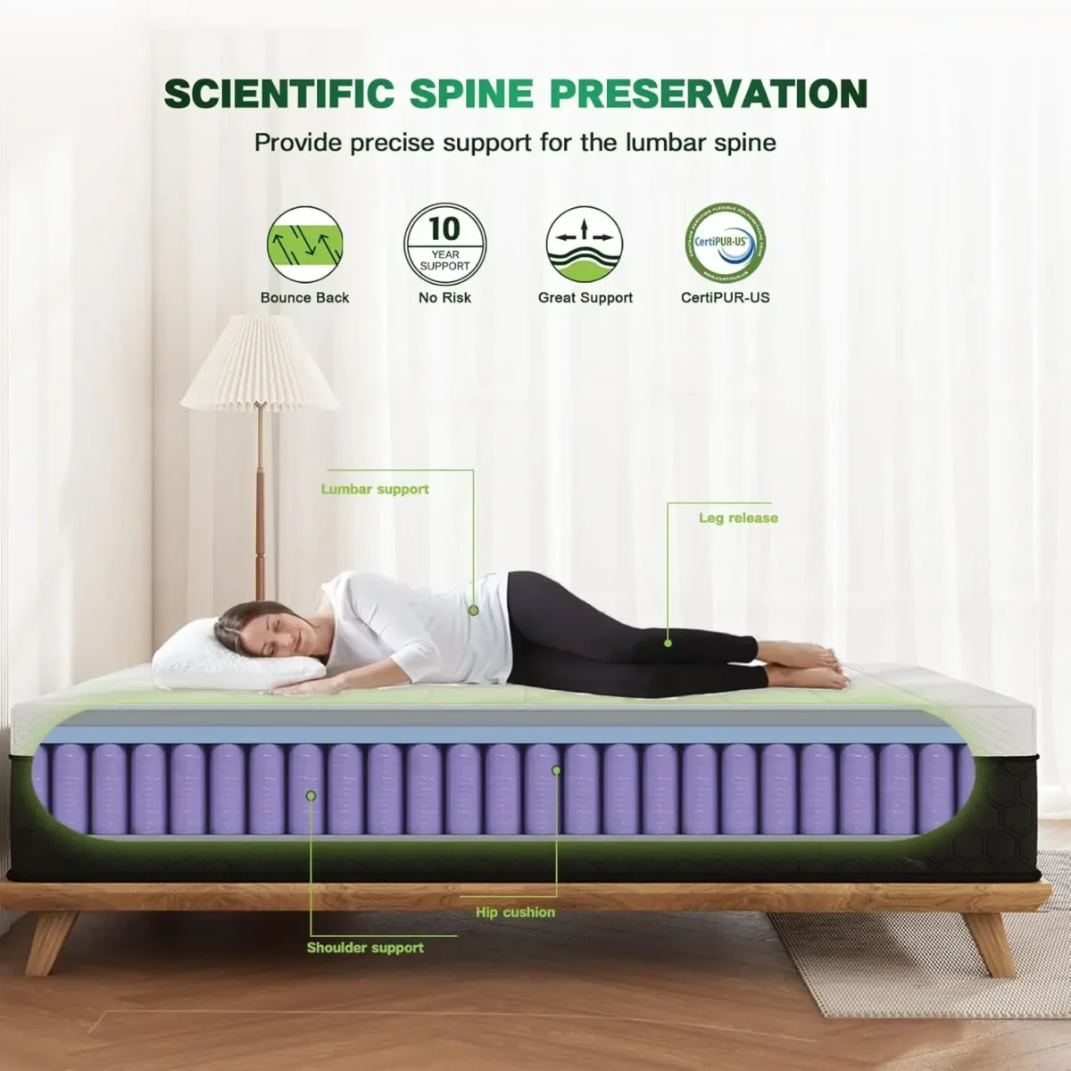 Full Size Mattress, 10 Inch Innerspring Hybrid Mattress in a Box with Memory Foam , Medium Firm Mattress Strong Edge Support - Image 2