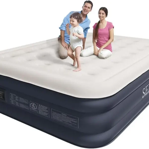 Air Mattress Queen with Built in Pump - 2 Mins Quick Self Inflatable,16"/650lbs Max Blow Up Bed, All Night Stability No Lost Air
