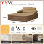 New 2 Persons Inflatable Mattress Camping Folding Outdoor Indoor Home Air Cushion 48cm High Bed Lazy Laying Soft Skin-friendly - Image 2