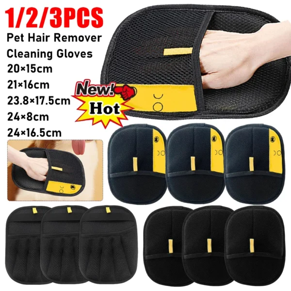 1-3PCS Pet Grooming Gloves Cats Hair Brush Pet Removal Gloves Dual Brush Static-Free Cat Cleaning Tool Hair Stripping Hair Mitt