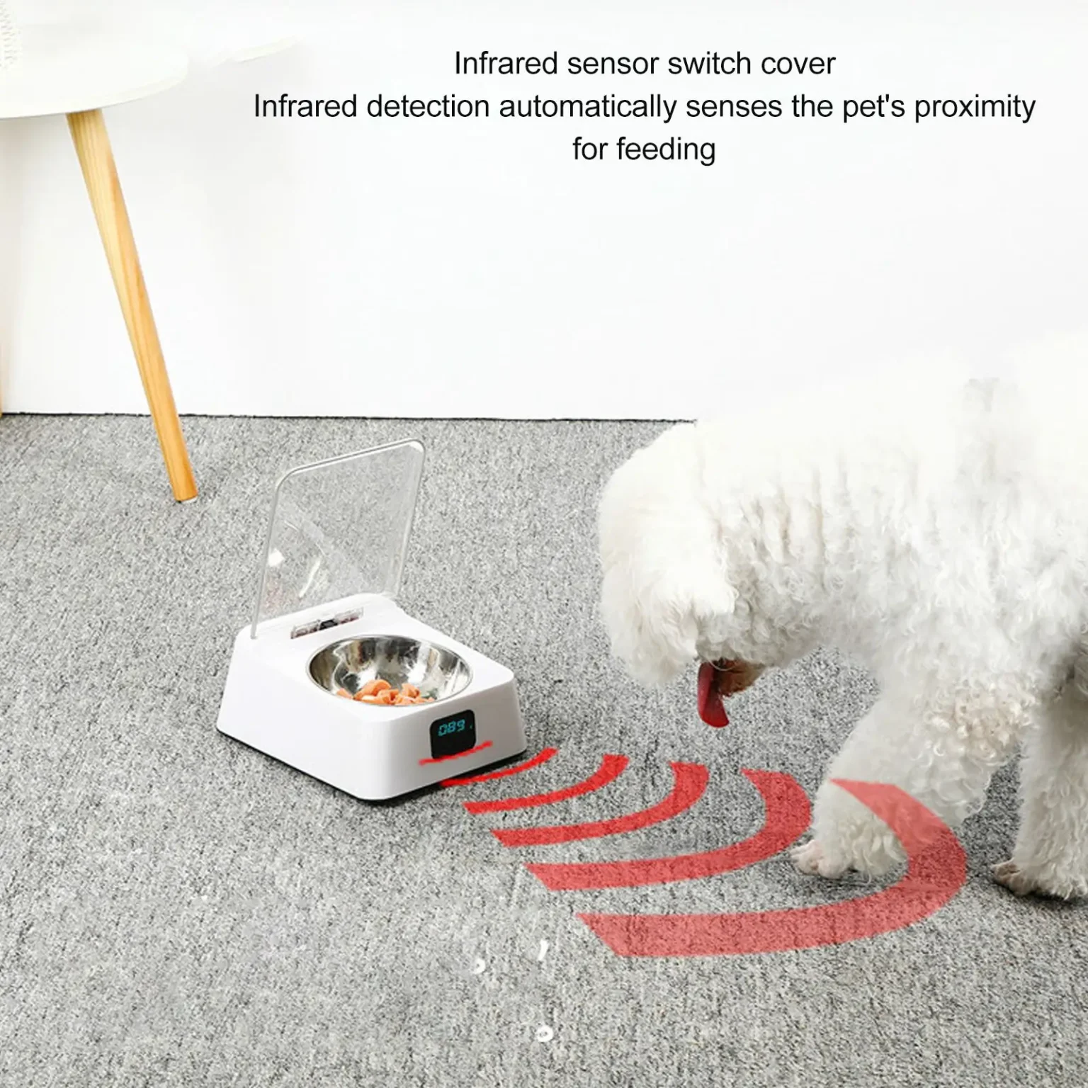 Infrared Sensor Cat Feeder Automatic Opening Lid Cat Feeder Multifunction Removable Bowl Rechargeable Battery Powered for Dogs - Image 4