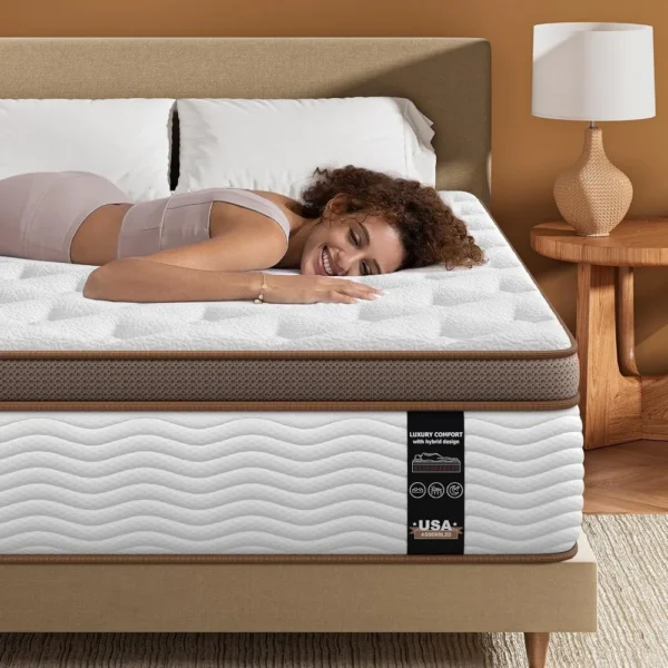 Premium Queen Mattress 12 Inch - Hybrid Mattress with Advanced Pocket Spring Technology - Optimal Spinal Support - Pain Relief