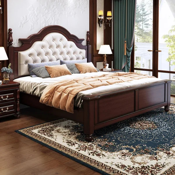 Vintage Fashionable Bed Wood Confortable Create European Wedding Bed High End Princess Unique Cama Casal Cama Casal