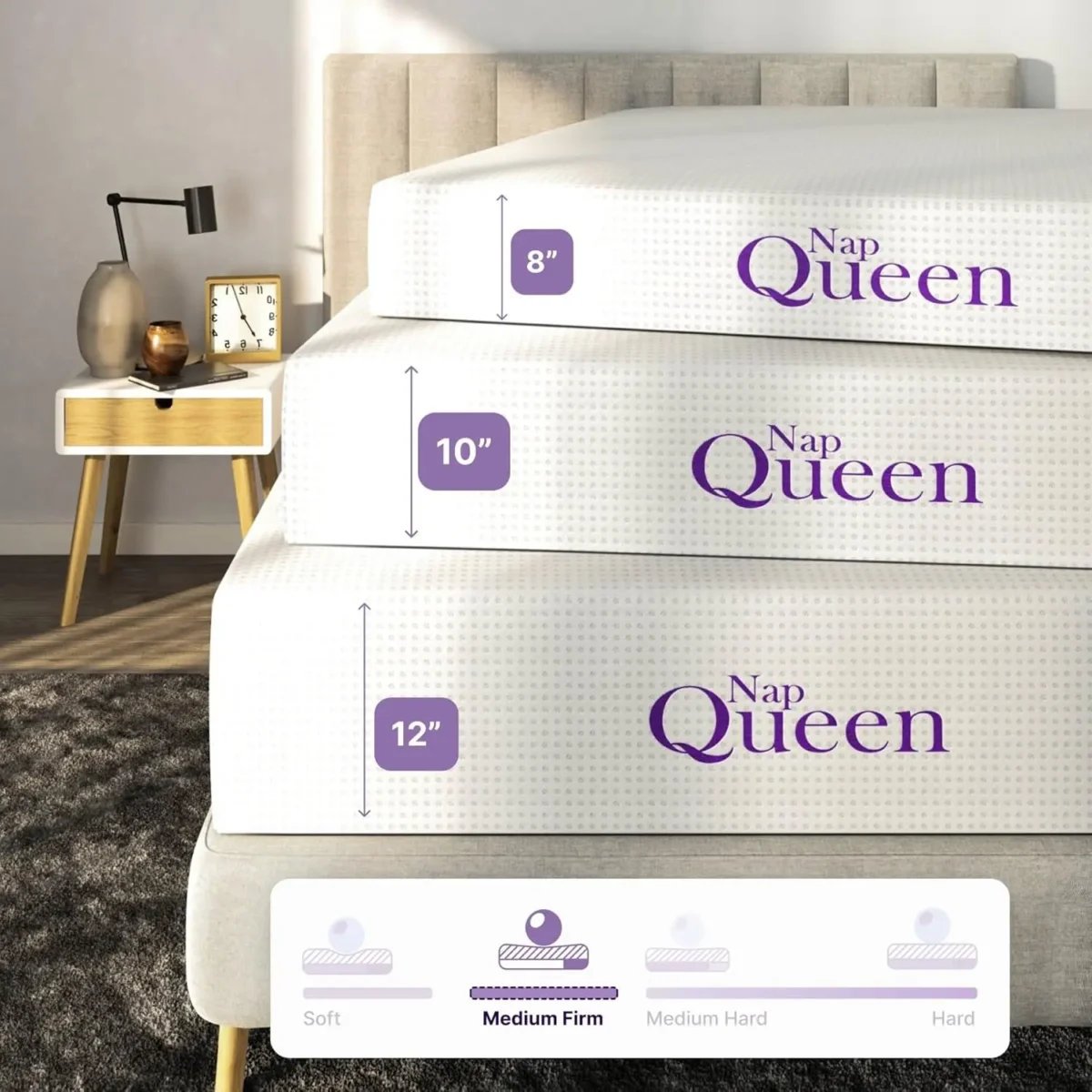 6/8/10/12/14 Inch Charcoal Memory Foam Mattress, Full Bed Mattress in a Box, CertiPUR-US Certified, Medium Firm, Breathable - Image 3