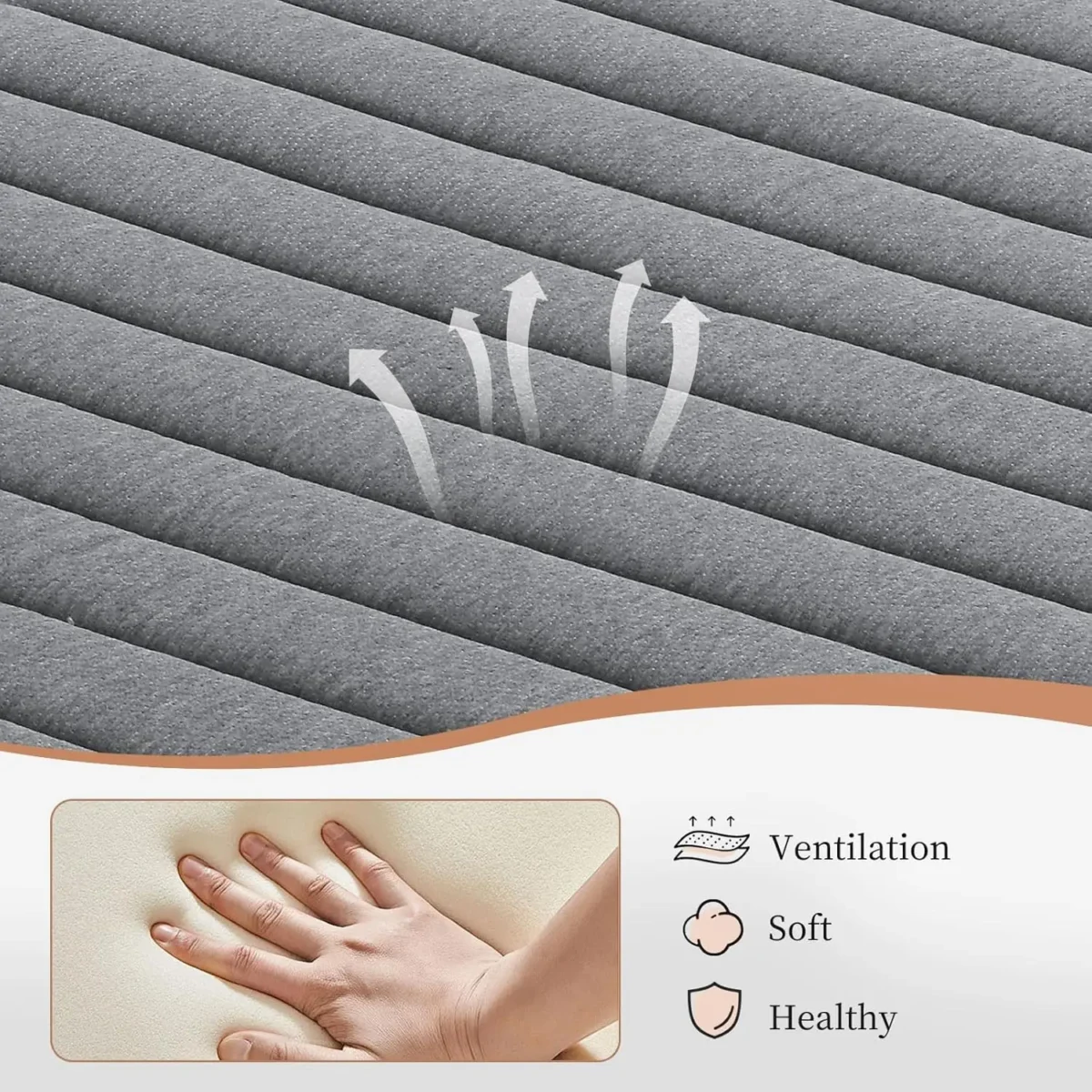 10 Inch Twin Hybrid Memory Foam Mattress Pocket Spring Pressure Relief CertiPUR-US Certified Grey - Image 2