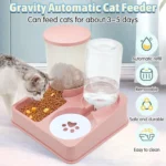 2 In 1 Automatic Cat Feeder Water Dispenser Set Tilted Automatic Pet Dog Food And Water Feeder Gravity Food Feeder and Waterer - Image 3