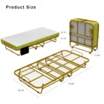 Fashion Folding Bed with Memory Foam Mattress and Swivel Wheels Fold Out Cot Size Rollaway Guest Bed Storage Bag Included - Image 2