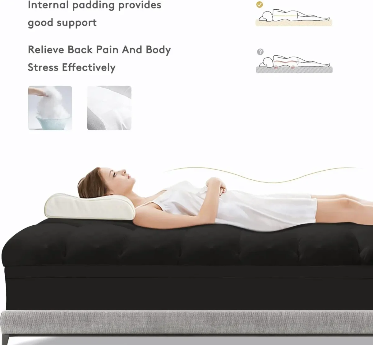 Mattress Topper Twin XL,Extra Thick Mattress Pad Cover for Back Pain,Cooling Mattress Protector with 8-21 Inch Deep Pocket,Overf - Image 4