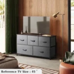 Dresser for Bedroom with 5 Drawers, Wide Chest of Drawers, Fabric Dresser, Storage Organizer Unit with Fabric Bins - Image 3