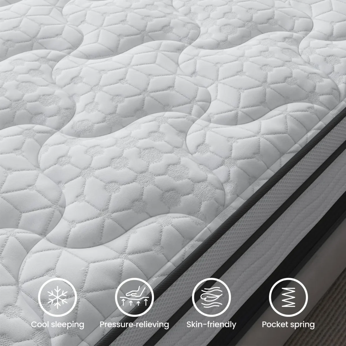 Maxzzz 12-14 Inch Twin/Full/King Size Hybrid Mattress, Cooling Gel Infused Memory Foam and Pocket Spring Mattress, Odor-free - Image 2