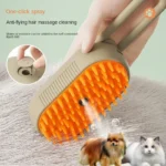 Steamy Dog Brush Electric Spray Cat Hair Brush 3 in1 Dog Steamer Brush for Massage Pet Grooming Removing Tangled and Loose Hair