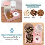 2 In 1 Automatic Cat Feeder Water Dispenser Set Tilted Automatic Pet Dog Food And Water Feeder Gravity Food Feeder and Waterer - Image 5