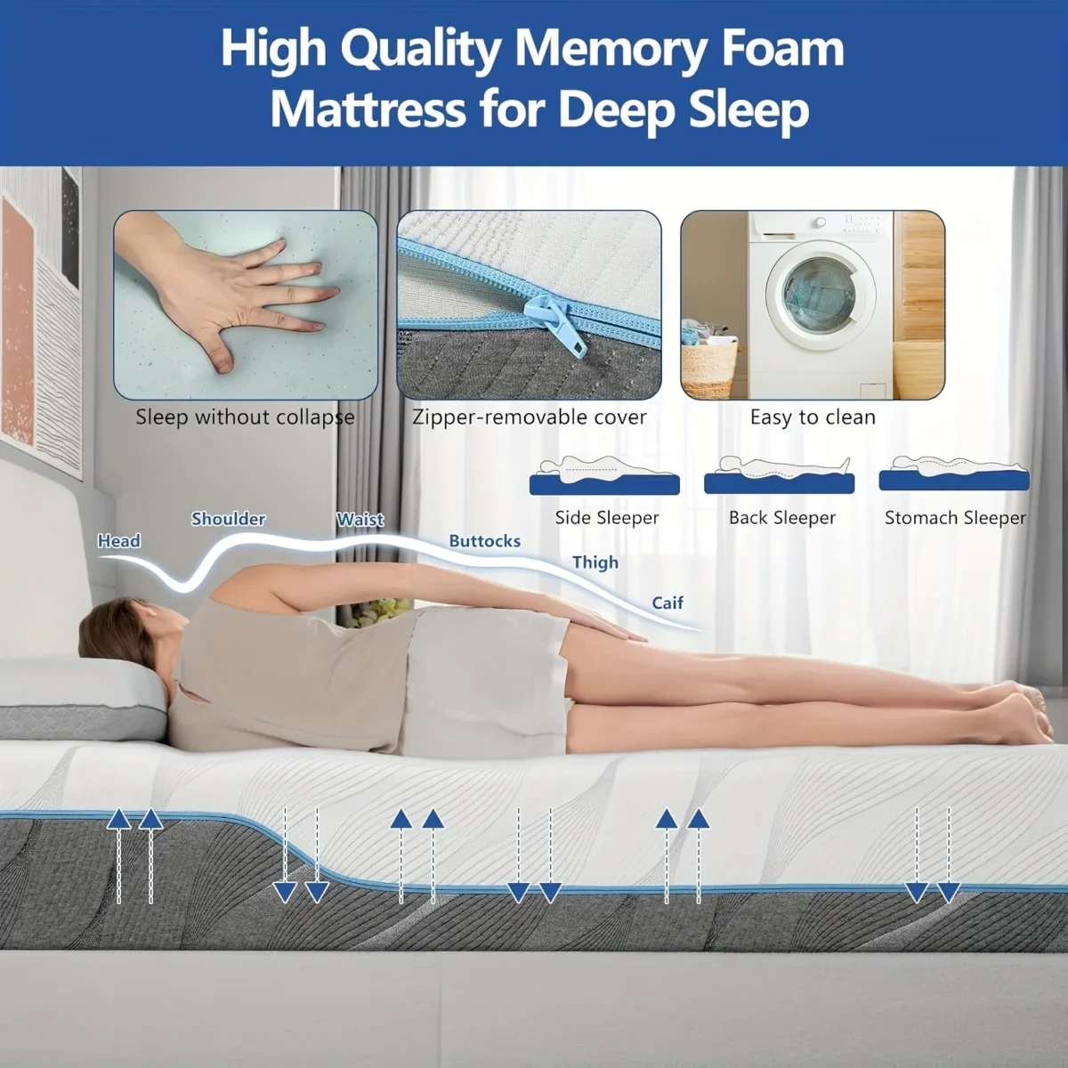Hcore Extra Firm Queen Size Mattress, 8/10 inch Medium - Extra Firm Dual Sided Reversible Mattress for Back Pain Relief - Image 2