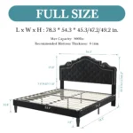 HOOMIC Bed Frame with Adjustable Velvet Tiara Headboard, Upholstered Diamond Button Tufted Platform Bed, Wood Slats Support, - Image 6