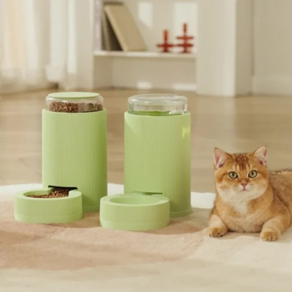 Cat and dog automatic feeders and water dispensers with large capacity and gravity food storage containers
