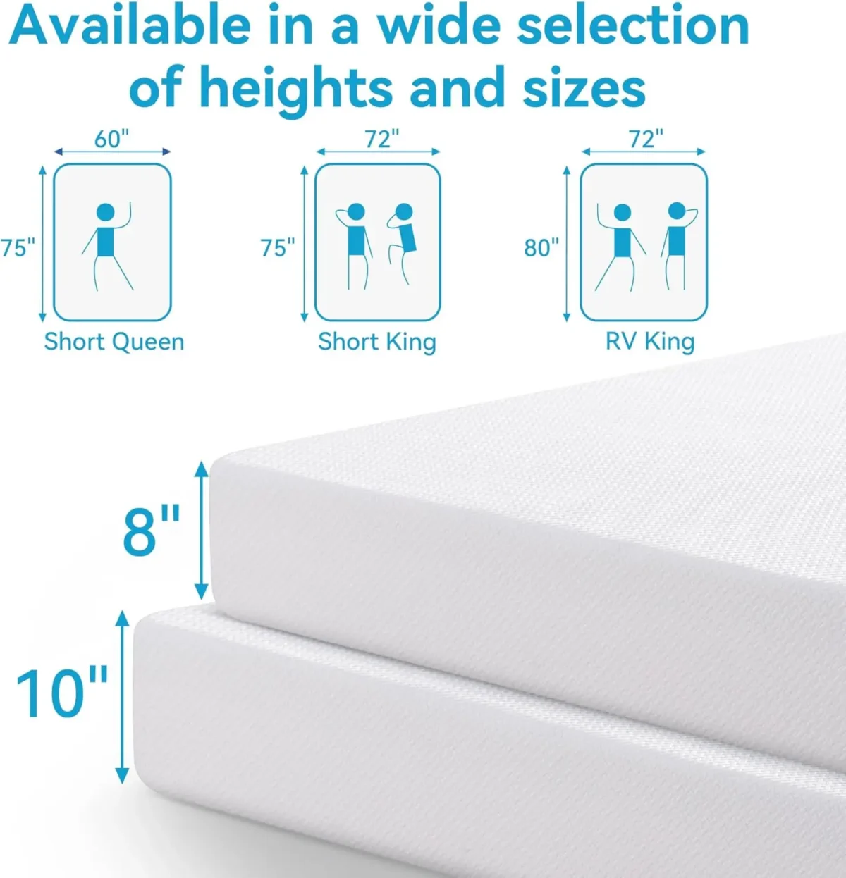 Hcore 8/10 inch Queen Size Mattress, RV Mattress with Tencel Cover,Small Queen/King Size for Camper/Truck/Trailer. - Image 2