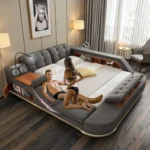 USB LED Wood Massage Bed Sets Smart King Size New Bedroom Furniture with Storage Queen Double Size Mattresses Bedroom Bed Set - Image 2