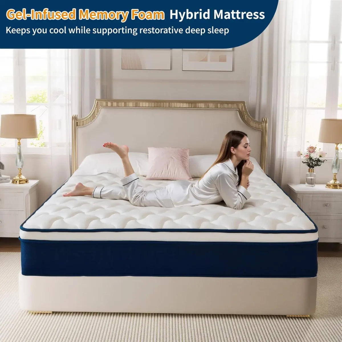 Queen Size 12 Inch Mattress in a Box Gel Memory Foam Pocket Springs Medium Firm for Back Support Fiberglass-Free CertiPUR-US Cer - Image 4