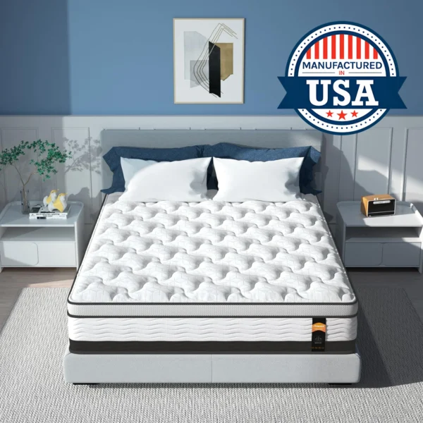 Maxzzz 12-14 Inch Twin/Full/King Size Hybrid Mattress, Cooling Gel Infused Memory Foam and Pocket Spring Mattress, Odor-free