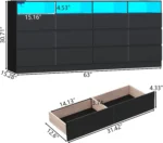 12 Drawer Black Dresser with Charging Station , Long 63" Quadruple Wide Dresser TV Stand, Large Dressers Organizer Living Room - Image 2