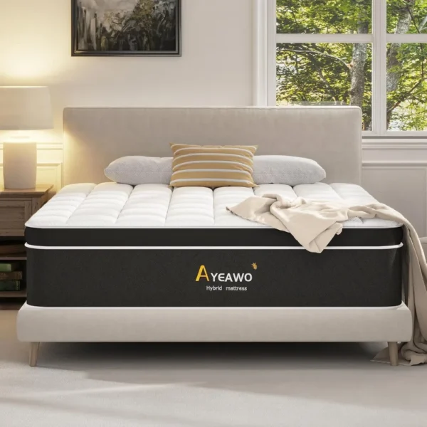 Firm California King Mattress 12 Inch, Cal King Hybrid Mattress with Gel Memory Foam and Pocket Springs, Motion Isolation & Pres
