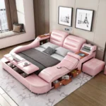 Nordic Simple Double Bed Modern White Storage Massage Twin Double Bed Floor Multifunctional Letto Multifunzione Furniture - Image 3