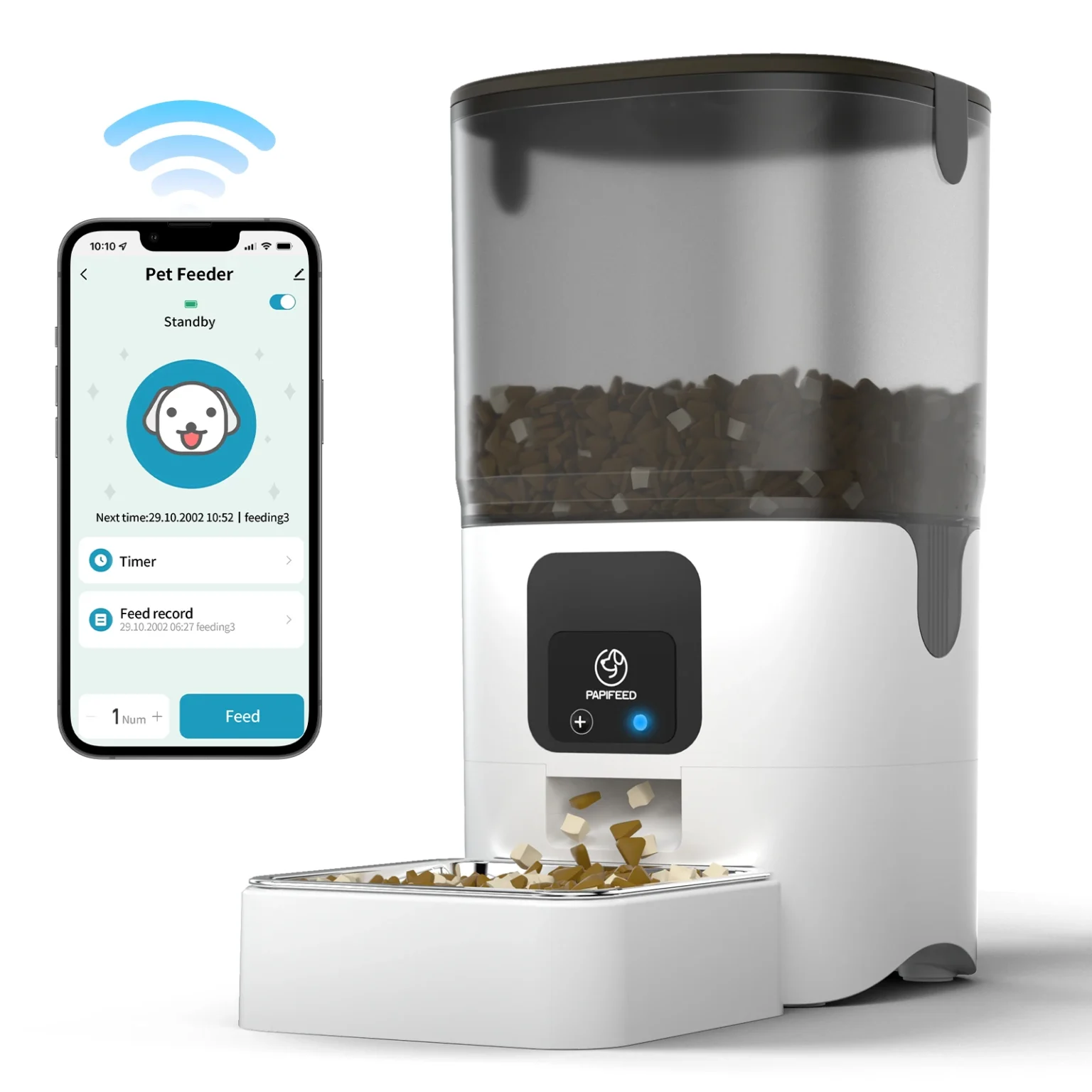 PAPIFEED Smart Automatic Cat Feeders WiFi Pet Feeder with APP Control for Remote Feeding Detachable for Easy Clean Cat Food - Image 1